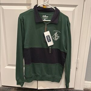 Charles River Apparel Green and Black Quarter-Zip Sweatshirt